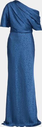 Amsale Fluid Jacquard Asymmetric Slouch Gown