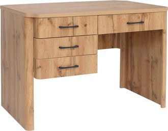 Hhg [nunca Usado] Escritorio Hhg-776, Mesa De Oficina Y De Ordenador, 4 Cajones De Mdf, 78 X 110 X 60 Cm, Acabado Roble Wotan