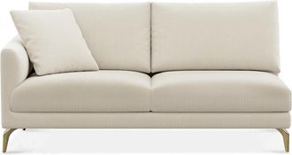 Castlery Lena Left Arm 2 Seater Sofa Customized, (Washed Chenille) Cream (Brass Legs), Machine Washable, Removable Covers for Sofas by Castlery