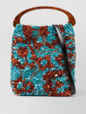 Dries Van Noten sequin bucket bag top handle strap