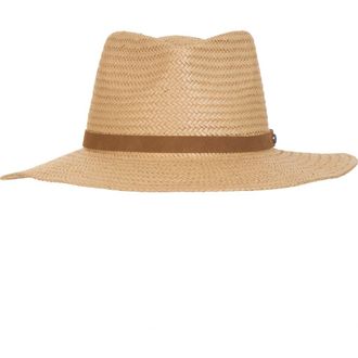 Vince Wide Brim Straw Fedora Hat in Camel at Nordstrom Rack