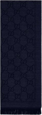 Gucci Wool Jacquard Scarf - Dames - Wintersjaals - Grijs - ONE Size - Wol - Accessoires