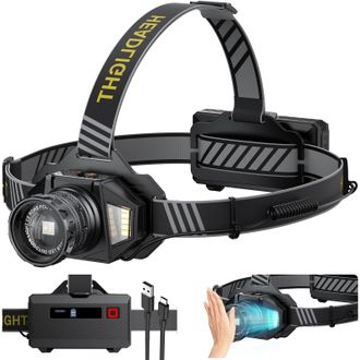 OEM Linterna Frontal Led Ultra Potente, 120000 L&uacute;menes, Recargable, Con 12 Modos, Sensor Y Resistencia Al Agua Ipx7, Bater&iacute;a De 9000 Mah, &Aacute;ngulo De Haz Aj