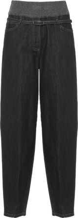 PANICALE Black Belted Elastic Waist Cotton Chino Pants Pants