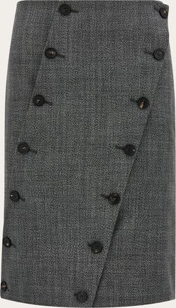 Ferragamo Women Straight cut skirt with button detail Grey