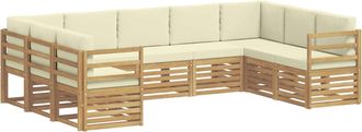 vidaXL Conjunto De Sof&aacute;s De Exterior 9 Uds. Blanco Y Crema Poli&eacute;ster Vidaxl