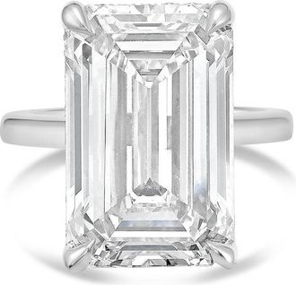 Diana M. Jewels Platinum 15.00 cts Emerald Diamond Under Halo Ring