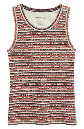 Martine Rose Bring Good News Rib Tank in Red Grey Stripe at Nordstrom, Size Large