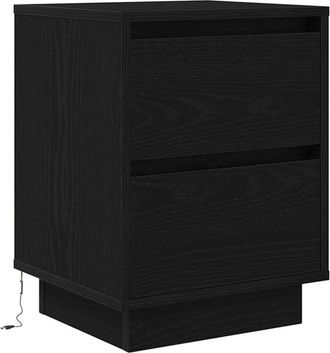 vidaXL Mesilla de noche con luces LED negra 38x34x50 cm vidaXL