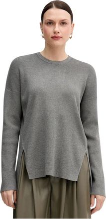 Benetton Trui met ronde hals - Dames - Ronde hals truien - Grijs - M - Polyester - Truien & Vesten