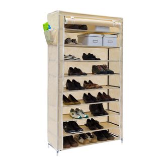 Relaxdays Relaxdays - 3 Zapateros, 161x88x30 Cm, Armario Vertical, Estanter&iacute;a, 45 Pares De Zapatos, 10 Pisos, Cubierta Con Cremallera, Beige
