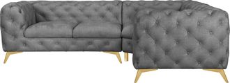 HOME AFFAIRE Chesterfield-Sofa »Ecksofa GLYNIS L-Form mit Wellenunterfederung, Masse B/T/H 264/204/75cm« aufwändige Knopfheftung, moderne Chesterfield Optik, Fussf
