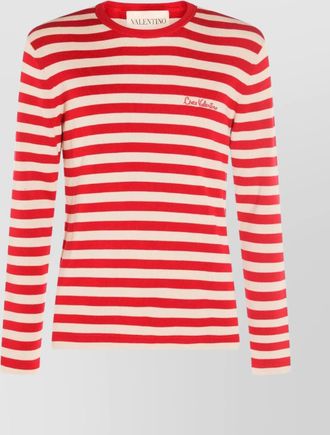 Valentino striped crewneck sweater ribbed finish