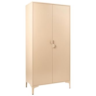 Beliani Armario Industrial Almacenaje Para Dormitorio Oficina Con 2 Puertas Magn&eacute;ticas De Acero Beige Claro Ardura