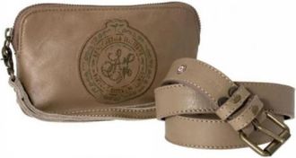 Aeronautica Leren riem met bijpassend tasje - Dames - Schoudertassen - Bruin - M - Leer - Tassen