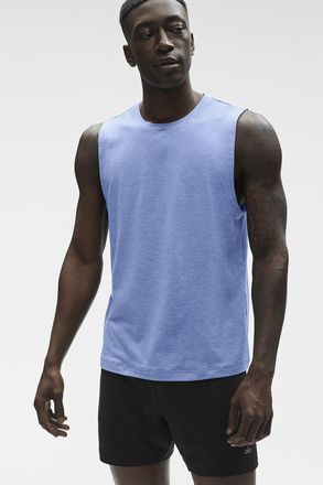Alo | Conquer Muscle Tank Top in Provence Blue Heather, Size: Medium