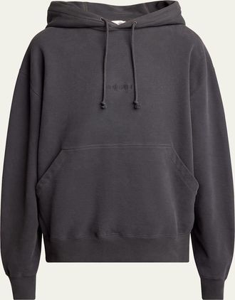 Saint Laurent Mens Fleece Tonal Logo Hoodie