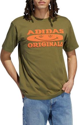 adidas Originals Smile Graphic Tee in Focus Olive at Nordstrom, Size X-Large