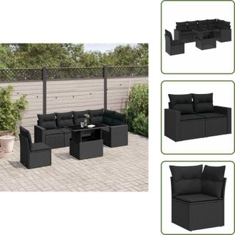 vidaXL The Living Store Set Divani da Giardino con Cuscini 7pz Nero Polyrattan - Cuscini per divano