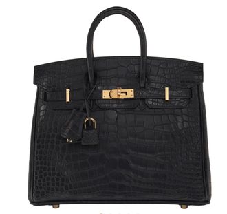 Herm&egrave;s Matte Noir Sellier Mississippiensis Alligator 25cms Birkin with Gold Hardware