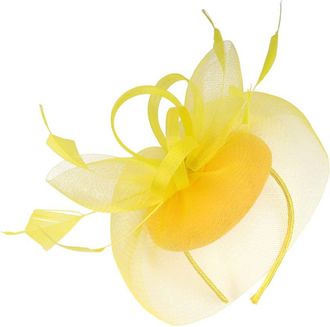 Aboofan Ladies Hats Fascinator Hats for Women Tea Party Headband Headwear Wedding Cocktail Halloween Accessory Yellow Bridal Tiara