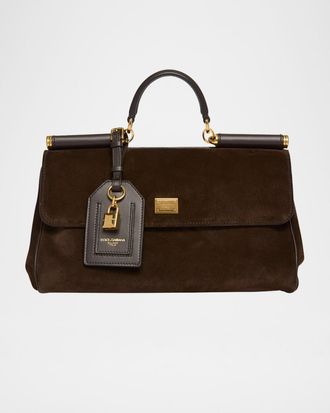 Dolce & Gabbana My Sicily Suede and Leather Top-Handle Bag