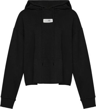 Maison Margiela Zwarte Nummers Motief Trekkoord Hoodie - Dames - Hoodies - Zwart - L - Hoodies & sweatvesten