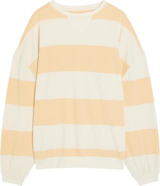 Free People Classic Striped Terry Sweatshirt - Orange - XL (UK 20-22 / XL)