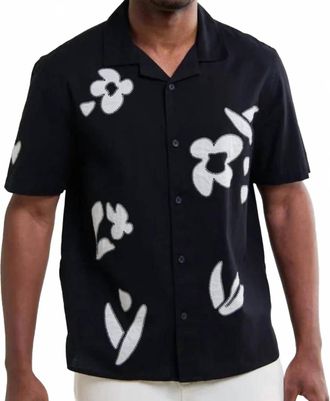 Wax London Didcot Short Sleeve Shirt In Abstract Applique