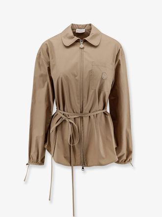 Moncler Giacca camicia in cotone con logo ricamato frontale - MONCLER - gender_Woman