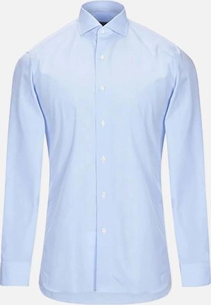 Boglioli Mens Mens Boglioli Light Blue Pure Cotton Long Sleeve - Size: 44 17.5