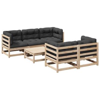 vidaXL Set Divani Giardino 6 pz con Cuscini in Legno Massello di Pino vidaXL