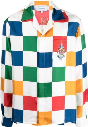 Casablanca checkerboard-print silk shirt - unisex - Silk - S - White