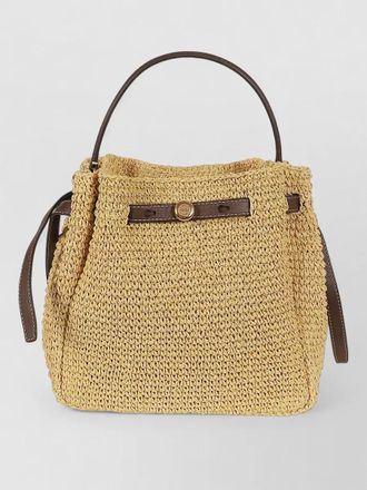 Tory Burch romy straw bucket bag top handle