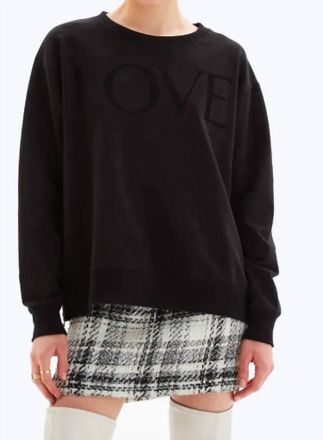 Chrldr Love Side Zip Straight Crewneck Sweatshirt In Black