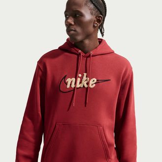 Nike Mens Nike Sportswear Club Fleece Hoodie in Red | IF0685-613