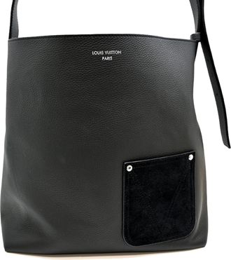 Louis Vuitton Black Noir Leather Pouch Tote Bag (Pre-Owned)