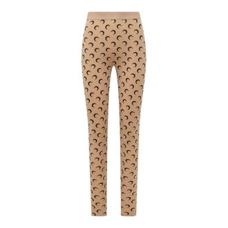 Marine Serre Leggings, female, Beige, Size: S Moon Jersey Leggings