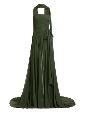 Elie Saab ruched tie maxi dress - women - Silk - 38 - Green
