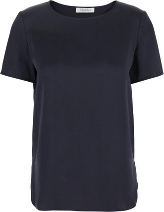 Max Mara Blue Solid Crew Neck Top