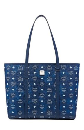 MCM Medium Toni Top-Zip Shopper in Visetos in Blue at Nordstrom