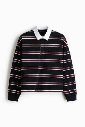 H&M Rugbyshirt in Loose Fit - Schwarz/Gestreift