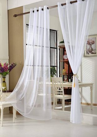 Woltu Woltu 2 Pz Voile Tenda Trasparente Drappeggio Con Occhielli Decorazione Finestra Bianco 140x175cm,tenda Senza Cinghie