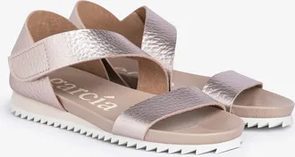 Pedro Garcia Flat sandal in beige metallic leather | Jedda | Essentials collection