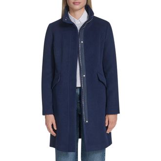 Cole Haan Longline Wool Blend Coat in Navy at Nordstrom Rack, Size 4