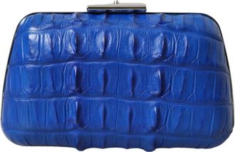 Balenciaga Exotic Skin Leather Shoulder Crossbody Box Clutch Tas - Dames - Clutches - Blauw - ONE Size - Leer - Tassen