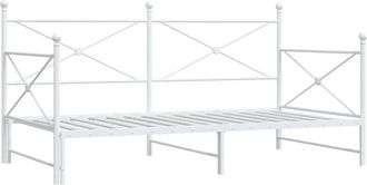 vidaXL Daybed with Trundle without Mattress White 107x203 cm Steel vidaXL