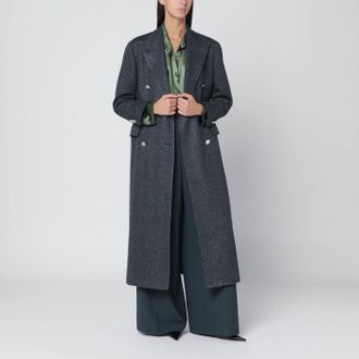 Tagliatore Black Houndstooth Double Breasted Coat