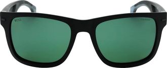 HUGO BOSS Mens Hugo Boss Green Polarized HC OL Lens Matte Black Sunglasses - Size: ONE size