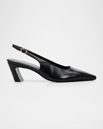Stuart Weitzman 50mm Stassi Leather Slingback Pumps